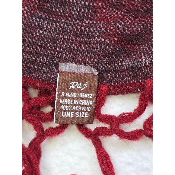 Burgundy Maroon Red & Black Skull Poncho Shawl With Fringe OS Whimsigoth - Picture 3 of 5